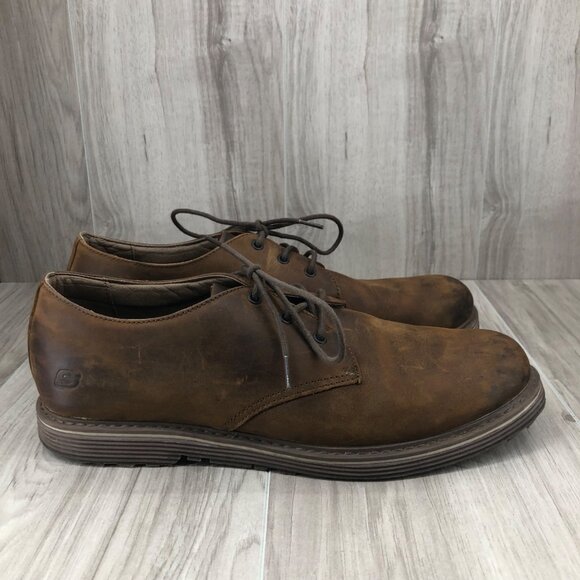 Skechers Shoes Mens 11 Solent Manger Brown Leather Lace Up Derby Casual Shoes main image 8